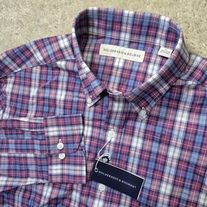 Holderness & Bourne Andrews Shirt Mens XL Pink Plaid Cotton Stretch Preppy New